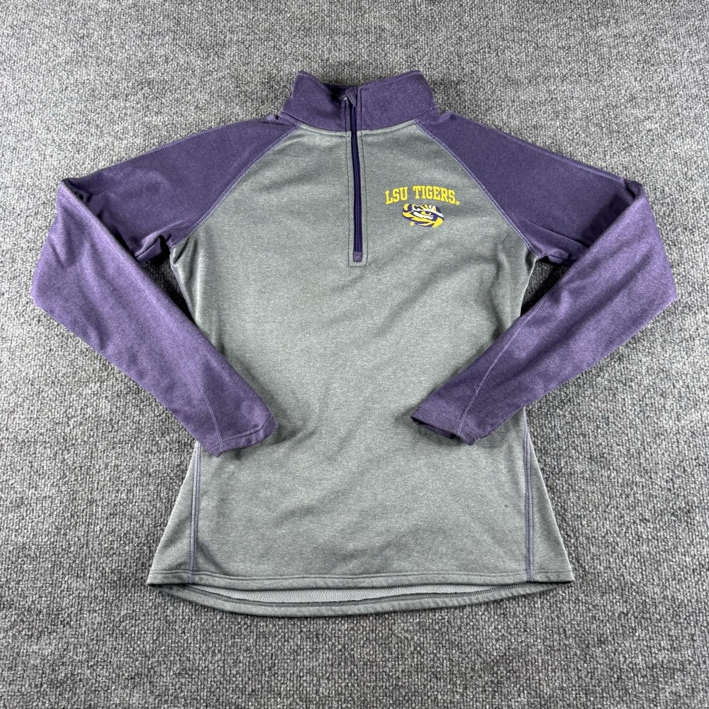 LSU Tigers Sweatshirt Womens Small Gray NCAA Football Pro Edge Quarter Zip